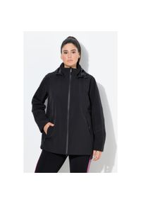ULLA POPKEN - Damskie Kurtka sportowa kaptur wodoodporna dwukierunkowy zamek błyskawiczny. Kolekcja: plus size. Kolor: czarny. Materiał: poliester, materiał, elastan. Sport: turystyka piesza #1