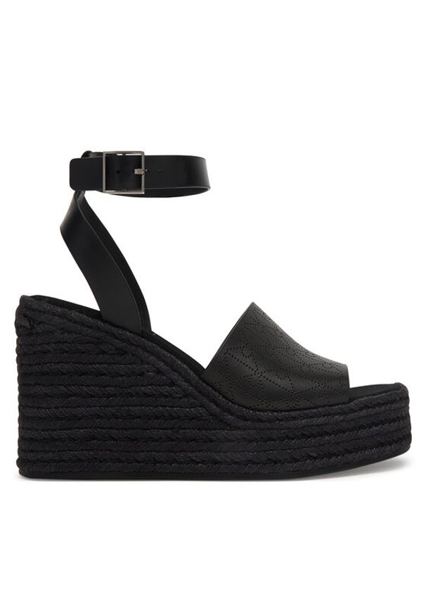 Calvin Klein Espadryle Wedge Espad 70 Aop Lth HW0HW03138 Czarny. Kolor: czarny. Materiał: skóra
