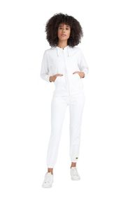 LEONE 1947 APPAREL - Neonowy damski dres z kapturem i zamkiem. Kolor: biały. Materiał: dresówka. Sport: fitness