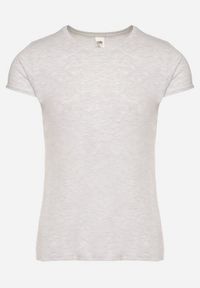Born2be - Jasnoszary Klasyczny T-shirt z Bawełny Fodena. Okazja: na co dzień. Kolor: szary. Materiał: bawełna. Styl: klasyczny #5