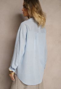 Renee - Jasnoniebieska Koszula Oversize Wiskozowo-Lniana z Kieszonką Lialenea. Okazja: na spotkanie biznesowe, do pracy. Typ kołnierza: kołnierzyk klasyczny. Kolor: niebieski. Materiał: len, wiskoza. Długość rękawa: długi rękaw. Długość: długie. Styl: biznesowy, klasyczny, elegancki #4