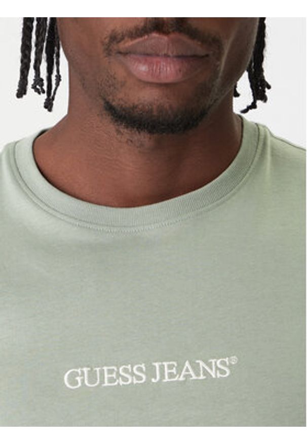 Guess Jeans T-Shirt M4YI52 K8HM0 Zielony Regular Fit. Kolor: zielony. Materiał: bawełna