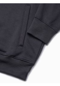 Ombre Clothing - Bluza męska ze stójka rozpinaną na suwak - grafitowa V7 B1353 - XXL. Typ kołnierza: kołnierzyk stójkowy. Kolor: szary. Materiał: bawełna, poliester #6