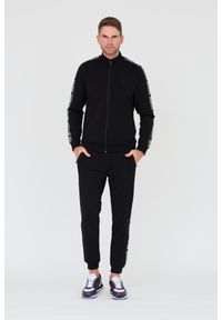 Guess - GUESS Czarna męska bluza dresowa, Rozmiar XXL. Typ kołnierza: bez kaptura. Kolor: czarny. Materiał: dresówka