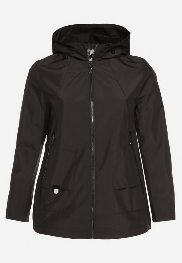 Born2be - Czarna Kurtka Wiatrówka z Nieodpinanym Kapturem i Ściągaczami Mevaria. Okazja: na co dzień, na spacer. Typ kołnierza: kaptur. Kolekcja: plus size. Kolor: czarny. Materiał: jeans, tkanina. Styl: casual