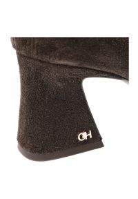 CheBello - Czółenka damskie Chebello, eleganckie zamszowe na wysokim obcasie, brązowe, 4742_-268-000-PSK-S417. Okazja: na spotkanie biznesowe. Kolor: brązowy. Materiał: zamsz. Wzór: geometria. Sezon: zima, jesień. Obcas: na obcasie. Styl: elegancki. Wysokość obcasa: wysoki #6