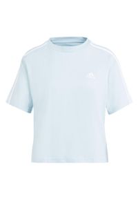 Adidas - Koszulka damska adidas Essentials 3-Stripes. Kolor: biały, wielokolorowy, niebieski. Długość: krótkie