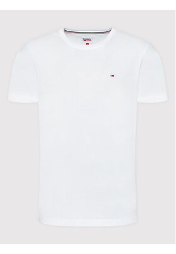 Tommy Jeans T-Shirt DM0DM04411 Biały Slim Fit. Kolor: biały. Materiał: bawełna
