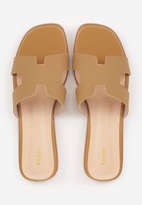 Born2be - Beżowe Klapki VICES Casual z Kwadratowym Noskiem i Wycięciami Zepaela. Okazja: na co dzień. Kolor: beżowy. Materiał: jeans. Styl: casual #8