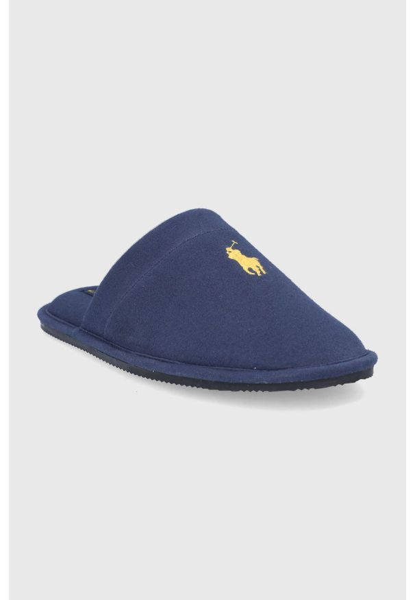 Polo Ralph Lauren Kapcie kolor granatowy. Kolor: niebieski. Materiał: materiał, guma. Wzór: gładki