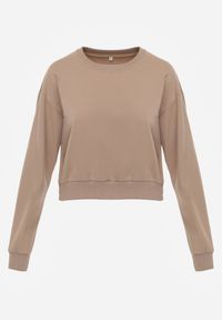 Renee - Ciemnobeżowa Bluza z Bawełną ze Ściągaczami przy Rękawach i w Pasie Alberia. Kolor: beżowy. Materiał: bawełna #5