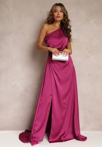 Renee - Fioletowa Elegancka Sukienka na Jedno Ramię o Asymetrycznym Fasonie Leylane. Kolor: fioletowy. Typ sukienki: asymetryczne. Styl: elegancki. Długość: maxi #4