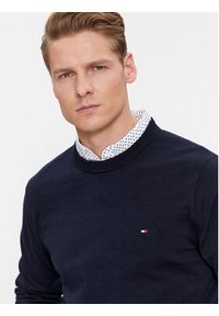 TOMMY HILFIGER - Tommy Hilfiger Sweter MW0MW30955 Granatowy Regular Fit. Kolor: niebieski. Materiał: bawełna