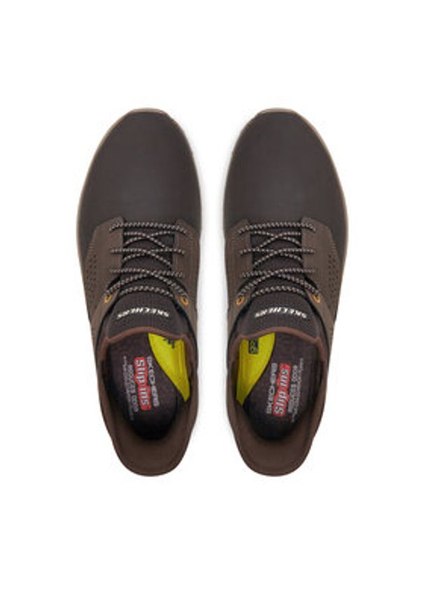 skechers - Skechers Sneakersy 210890 CHOC Brązowy. Kolor: brązowy. Materiał: skóra