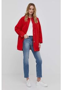 Marella kurtka damska kolor czerwony przejściowa oversize. Kolor: czerwony. Materiał: tkanina, materiał. Wzór: gładki