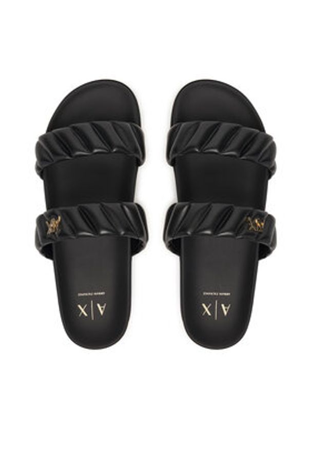 Armani Exchange Klapki XW002574 AF22799 UC001 Czarny. Kolor: czarny. Materiał: skóra