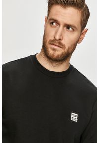 Diesel Bluza męska kolor czarny gładka. Okazja: na co dzień. Kolor: czarny. Materiał: dzianina. Wzór: gładki. Styl: casual #1