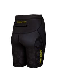Legginsy krótkie do biegania damskie EXTREME HOBBY 1/3 FLOWERS. Kolor: szary. Materiał: poliester, elastan. Długość: krótkie. Sport: kolarstwo