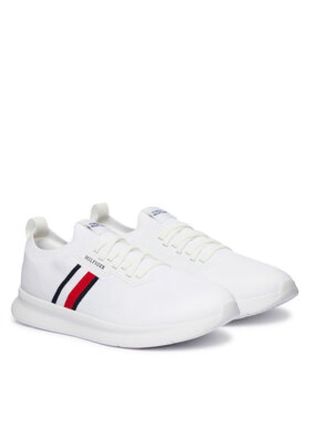 TOMMY HILFIGER - Tommy Hilfiger Sneakersy Lightweight Knitted Runner FM0FM05756 Biały. Kolor: biały. Materiał: materiał