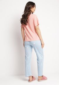 Born2be - Różowy Komplet Piżamowy Koszulka z Nadrukiem i Proste Długie Spodnie Lirrana. Kolor: różowy. Długość: długie. Wzór: nadruk #4