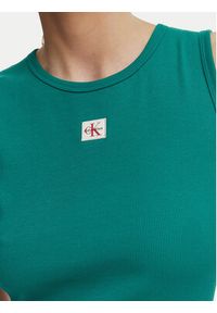 Calvin Klein Jeans Top LV047F246G Zielony ciemny Slim Fit. Kolor: zielony. Materiał: bawełna #3