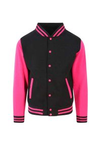 AWDIS - Kurtka Unisex Varsity Dla Dorosłych Z Polibawełny. Kolor: wielokolorowy, różowy, czarny