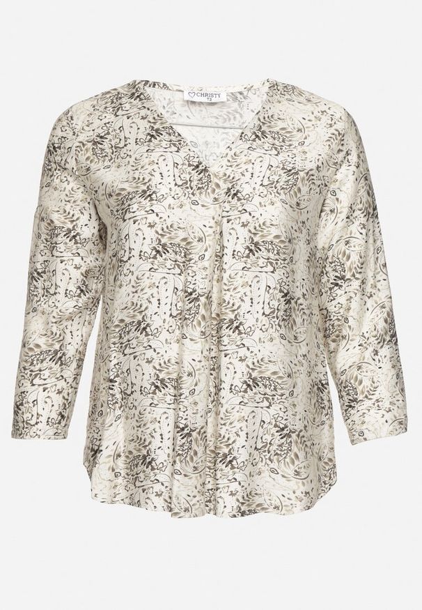 Born2be - Biało-Czarna Bluzka z Wiskozą w Abstrakcyjny Print Silzia. Kolekcja: plus size. Kolor: czarny. Materiał: wiskoza. Wzór: nadruk