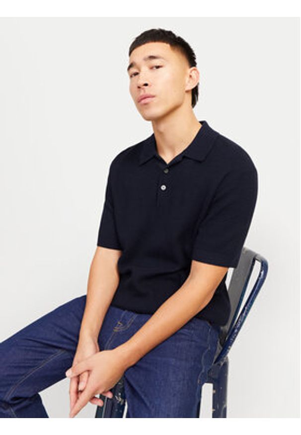 Jack & Jones - Jack&Jones Polo Cooper 12271483 Granatowy Regular Fit. Typ kołnierza: polo. Kolor: niebieski. Materiał: bawełna