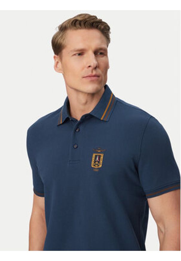 Aeronautica Militare Polo 261PO1914UP00403 Niebieski Regular Fit. Typ kołnierza: polo. Kolor: niebieski. Materiał: bawełna