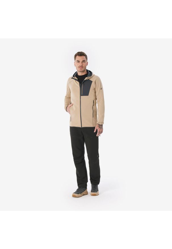 quechua - Polar turystyczny męski Quechua MH500 zamek. Kolor: szary, wielokolorowy, beżowy. Materiał: polar. Sport: turystyka piesza