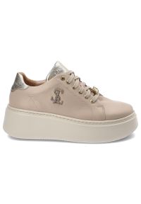 Brązowe Sneakersy Libero Modne Obuwie Damskie. Okazja: do pracy, na co dzień. Kolor: brązowy. Materiał: materiał. Styl: casual #7
