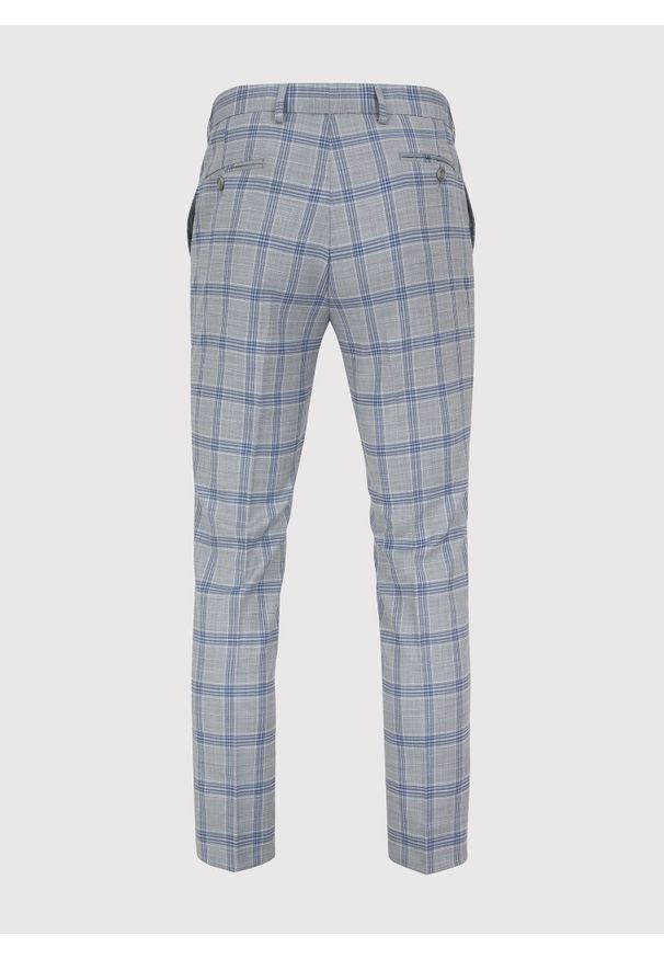 Pako Lorente - PAKO LORENTE – Szare spodnie garniturowe w niebiesko-białą kratę. Kolor: szary, biały, niebieski, wielokolorowy. Materiał: wiskoza, poliester, elastan