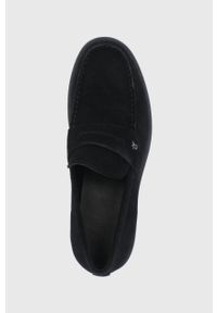 Calvin Klein Mokasyny zamszowe męskie kolor czarny. Nosek buta: okrągły. Kolor: czarny. Materiał: zamsz