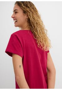 bonprix - Shirt z przędzy mieszankowej, krótki rękaw. Kolor: różowy. Długość rękawa: krótki rękaw. Długość: krótkie. Wzór: nadruk #3