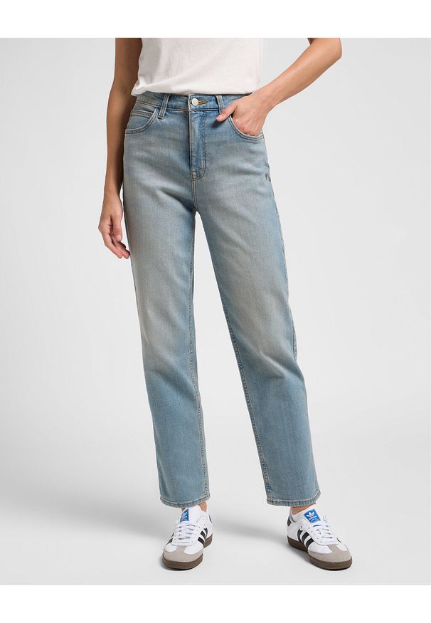 Damskie Spodnie Jeansowe Lee CBL Mom Jeans Denim Days L34HUXE27 112340616, W29 L33. Okazja: na co dzień. Kolor: niebieski. Styl: casual, klasyczny