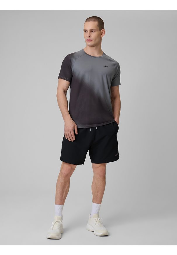 4f - 4F Koszulka treningowa regular szybkoschnąca męska - szara XL. Kolor: szary. Materiał: skóra. Sport: fitness