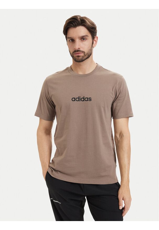 Adidas - adidas T-Shirt Essentials Linear KF2390 Beżowy Regular Fit. Kolor: beżowy. Materiał: bawełna