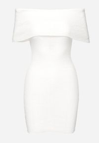 Born2be - Biała Elastyczna Sukienka Mini Hiszpanka o Taliowanym Kroju Arivens. Typ kołnierza: dekolt hiszpanka. Kolor: biały. Długość: mini #3