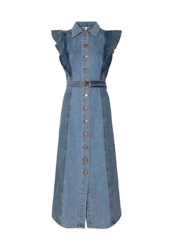 YAS Sukienka jeansowa Cawi 26037659 Niebieski Regular Fit. Kolor: niebieski. Materiał: bawełna
