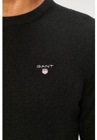 GANT - Gant sweter z domieszką wełny kolor czarny. Okazja: na co dzień. Kolor: czarny. Materiał: wełna. Długość rękawa: długi rękaw. Długość: długie. Styl: casual #4