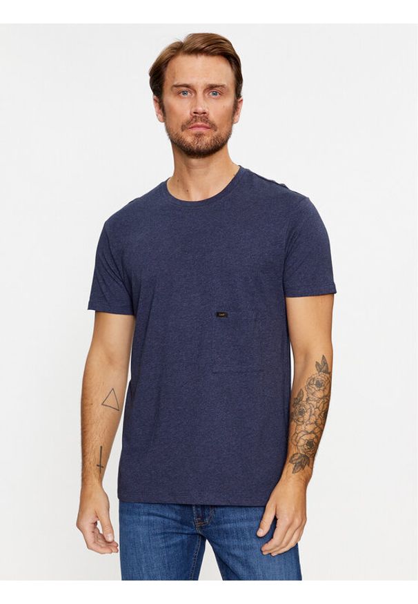 Lee T-Shirt 112341705 Granatowy Slim Fit. Kolor: niebieski. Materiał: bawełna