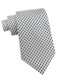 Krawat Męski - Angelo di Monti - Drobna Krateczna, Odcień Beżu i Granat. Kolor: wielokolorowy. Materiał: tkanina. Styl: elegancki, wizytowy