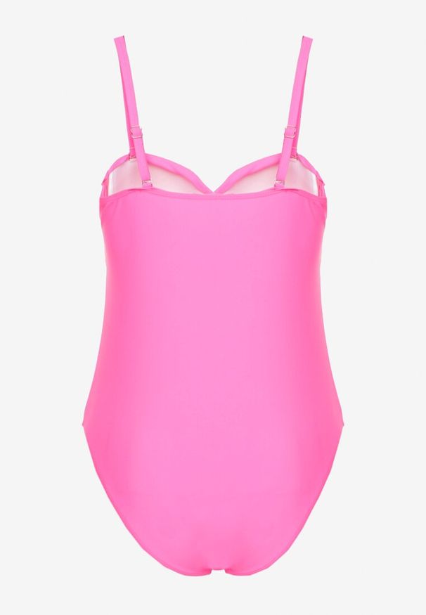 Renee - Różowy Strój Kąpielowy z Ozdobnym Wiązaniem Temelea. Kolor: różowy