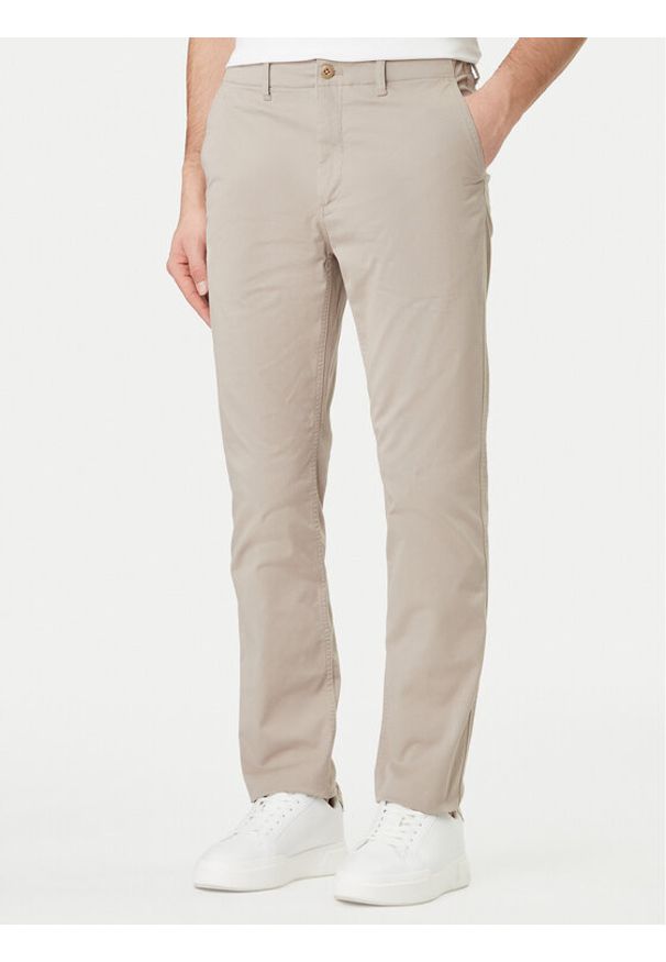 Calvin Klein Jeans Spodnie materiałowe LV04RF618G Beżowy Slim Fit. Kolor: beżowy. Materiał: bawełna