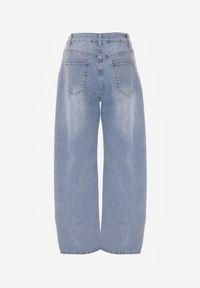 Renee - Niebieskie Jeansy Balloon z Bawełną High Waist Pronadina. Okazja: na co dzień. Stan: podwyższony. Kolor: niebieski. Styl: casual, retro #2