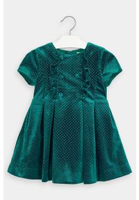 Mayoral - Sukienka dziecięca 92-134 cm. Kolor: zielony. Materiał: tkanina, bawełna, poliester, materiał. Długość rękawa: krótki rękaw. Wzór: gładki. Typ sukienki: rozkloszowane. Długość: mini #2