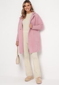 Born2be - Różowy Płaszcz z Bawełną Oversize Klepheia. Okazja: na co dzień. Kolor: różowy. Materiał: bawełna. Wzór: jednolity. Styl: casual #2