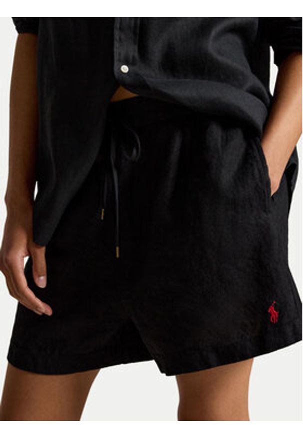 Polo Ralph Lauren Szorty materiałowe 211A12950001 Czarny Relaxed Fit. Kolor: czarny. Materiał: len