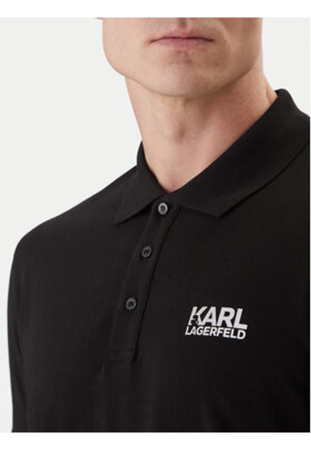 Karl Lagerfeld - KARL LAGERFELD Polo 745780 562235 Czarny Regular Fit. Typ kołnierza: polo. Kolor: czarny. Materiał: bawełna