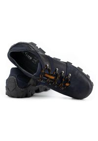 Olivier Skórzane buty trekkingowe męskie 214GT granatowe czarne. Okazja: na spacer, na co dzień. Kolor: czarny. Materiał: skóra. Sport: turystyka piesza #5